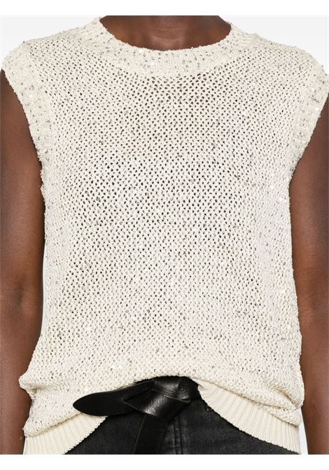 Beige Melyssa sequin-embellished knitted top Golden Goose - women GOLDEN GOOSE | GWP01922P00169111560